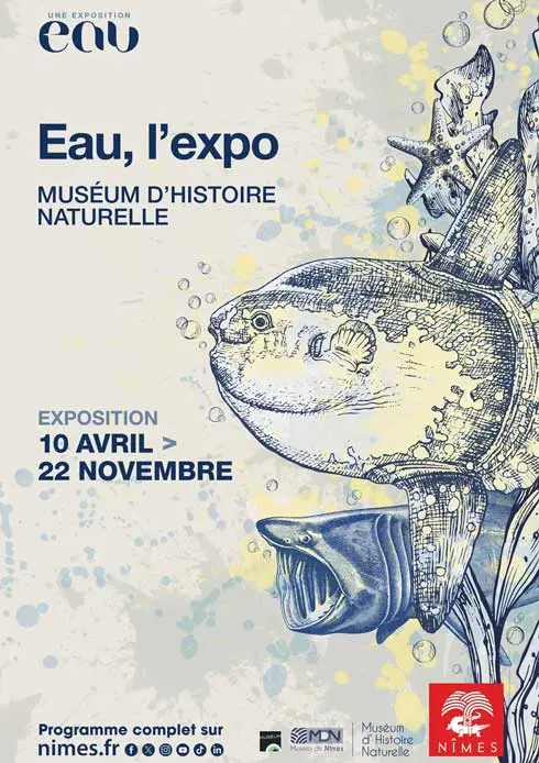 Affiche des expositions "Eau" au Muséum de Nîmes